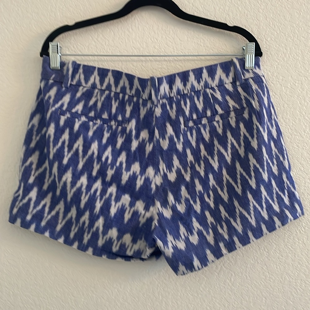J. Crew High Waist Blue and White Chevron Shorts - Picture 4 of 6